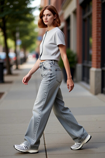 PayBuy Women Fashion High Waist Wide Leg Jean Pants Cotton Casual Style Weeke...