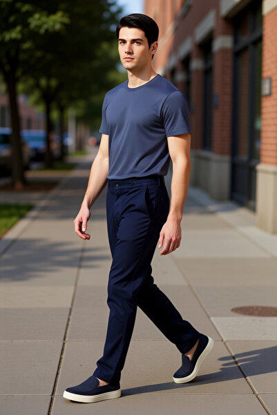 PayBuy Moda bărbați Lungime Lungă Dreptă Pantaloni din bumbac Texturat Stil C...