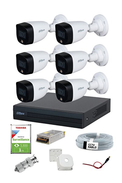 DAHUA 6 Kameralı Renkli Gece Görüşlü Güvenlik Kamera Seti