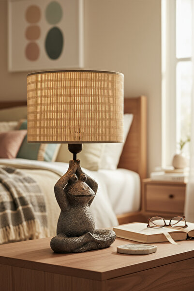 Otti Otte YogiFrog Bambu Hasır Başlıklı Modern Masa Lambası Abajur