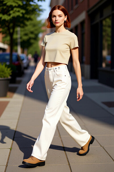 PayBuy Moda femei Pantaloni cu talie înaltă cu picioare largi Bumbac Combinații casual Sărbători de vară