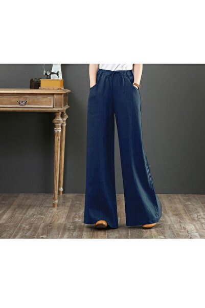 Toridas Linen Casual Trousers with Elastic Waist and Laces