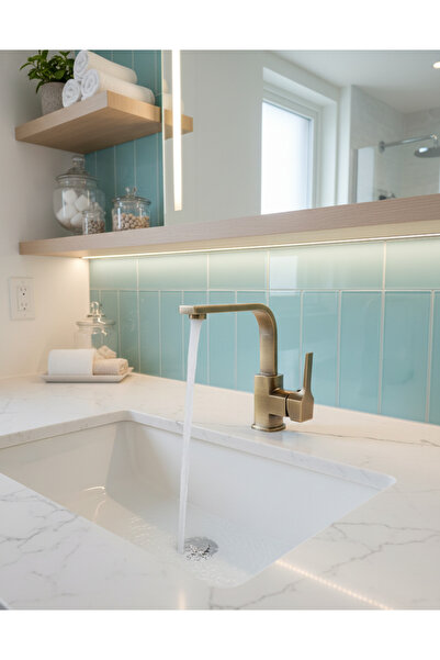 EMFA AKSESUAR Antik Eskitme Kare Lavabo Bataryası - Kare Banyo Bataryası Pirinç