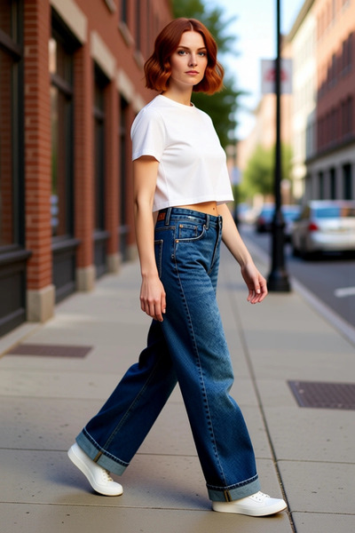 PayBuy Moda femei Pantaloni largi Jeans largi Pantaloni din denim Bumbac Comb...