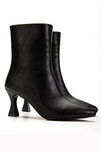 halabi moda Kadın Siyah İnce Topuklu Sivri Burun Bot