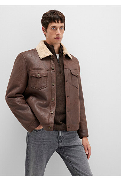 Mavi Brown Faux Leather Jacket with Faux Fur Detail Regular Fit / Regular Cut 0110460 -71603