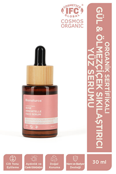 BIONATURCA سيروم شد الوجه بالورد العضوي المعتمد وزهرة الخلود 30 مل