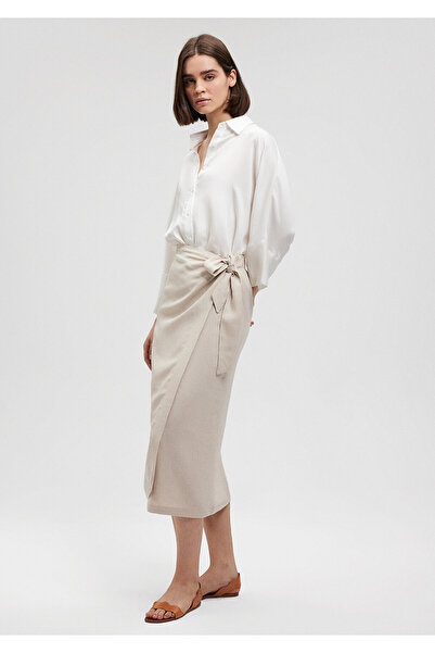 Mavi Beige Viscous Linen Skirt -1310521-70136