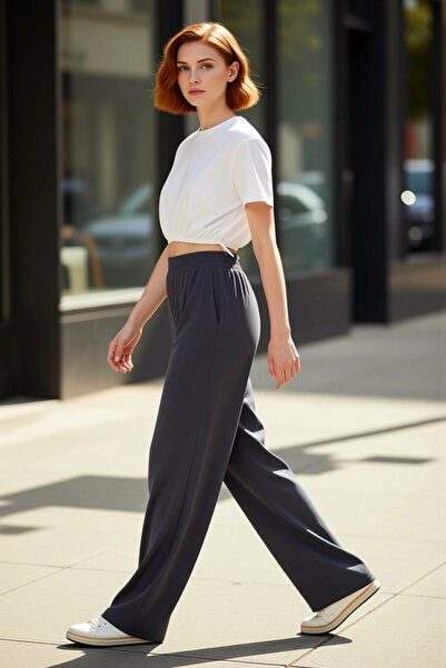 PayBuy Moda femei cu picioare largi, croiala lejeră, pantaloni cu talie înalt...