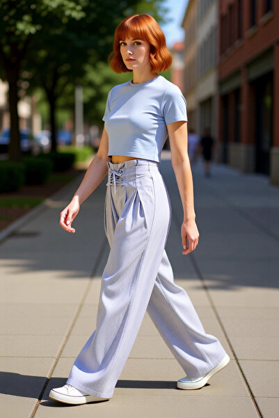 PayBuy Γυναικείο Μόδα Φαρδύ Παντελόνι Ριγέ Βαμβακερό Καθημερινή Χρήση