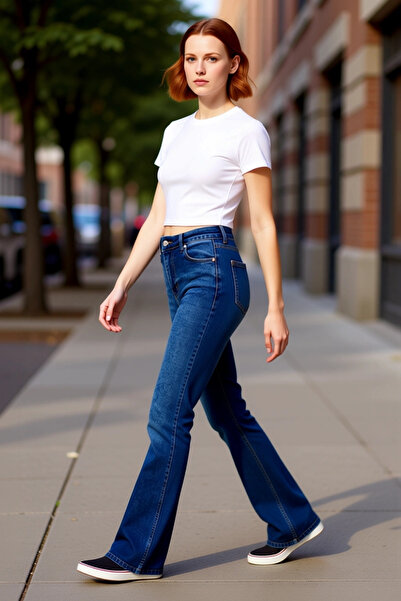 PayBuy Γυναικεία μόδα Ψηλόμεση Μακρύ Μήκος Flare Jean Denim Casual Combinatio...