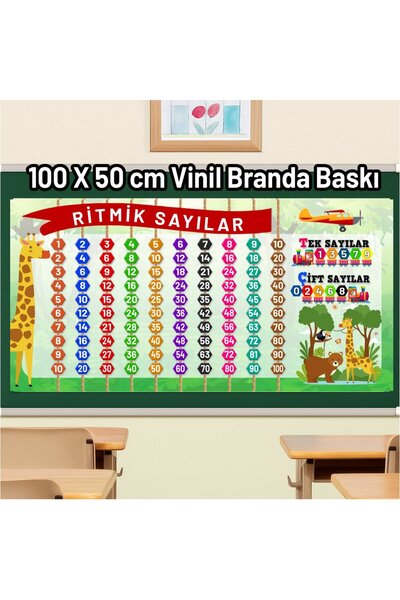 Göktuğ Hediyelik Ritmik Sayılar Eğitim Posteri – 100x50 cm Kaliteli Vinil Bas...