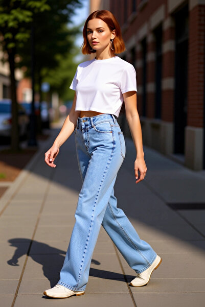 PayBuy Moda femei Talie înaltă Pantaloni largi Denim Jean Bumbac Combinații z...