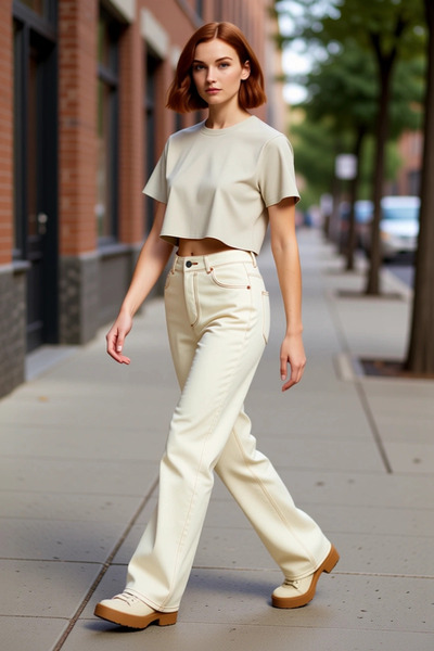 PayBuy Moda femei Pantaloni de jeans cu talie înaltă cu picioare largi Bumbac...