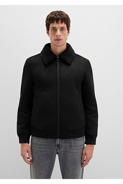 Mavi Black Faux Suede Jacket with Faux Fur Detail Regular Fit / Regular Cut 0110450 -900