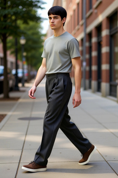 PayBuy Men's Fashion Baggy Fit Pipe Leg Pants Plain Pattern Daily Use Combinations