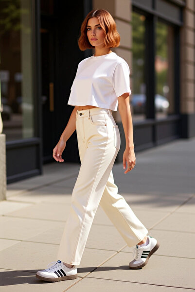 PayBuy Moda femei Pantaloni drepti din denim din bumbac Stil casual Utilizare...