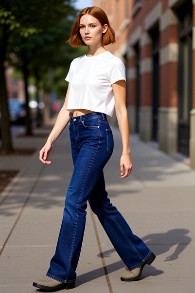 PayBuy Moda femei cu talie înaltă Flare Jean Pantaloni din denim în stil casu...