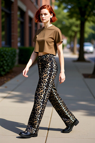 PayBuy Moda femei Pantaloni imprimați cu picioare largi Bumbac Combinații cas...