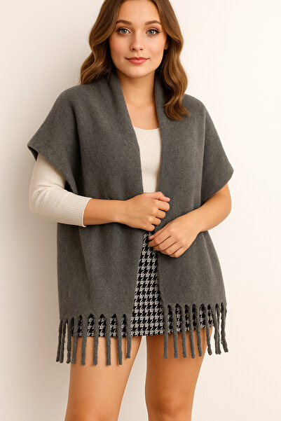 ZERAMİNE Women's Winter Tassel Scarf |   Soft Textured Thick Shawl - Soft Boucle Scarf - Pasta Model