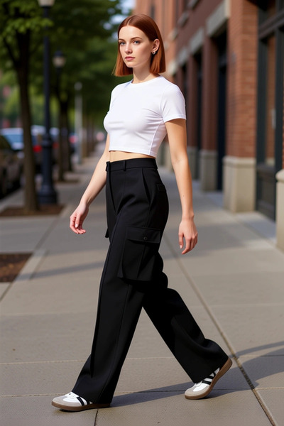 PayBuy Moda femei Pantaloni drepti cu talie înaltă, cu buzunare duble, combin...