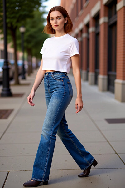 PayBuy سراويل جينز نسائية عصرية عالية الخصر طويلة الطول من القطن، مجموعات يوم...