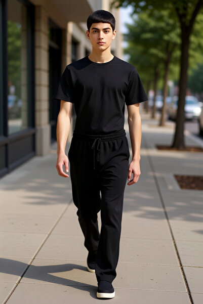 PayBuy Pantaloni texturați cu picioare largi la modă pentru bărbați, model co...