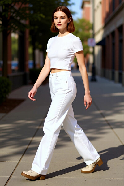 PayBuy Γυναικεία μόδα Ψηλόμεση Φαρδύ Παντελόνι Jean Βαμβακερό Καλοκαιρινό Καθ...