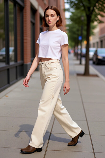 PayBuy Moda femei Pantaloni largi din bumbac cu talie înaltă Combinații casua...