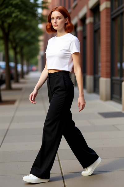 PayBuy Moda femei Pantaloni țesuți cu talie înaltă din bumbac pentru muncă și vară zilnică