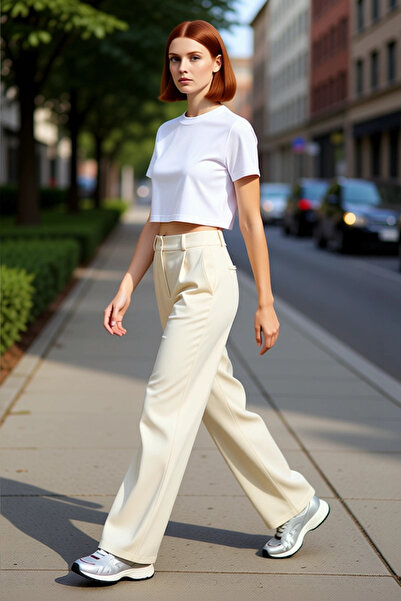 PayBuy Pantaloni țesuți cu picioare largi la modă pentru femei, talie înaltă,...