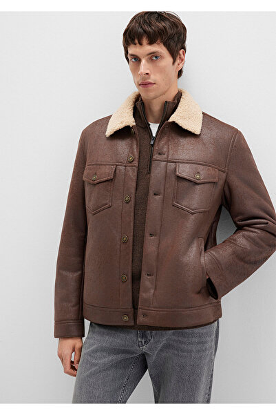 Mavi Brown Faux Leather Jacket with Faux Fur Detail Regular Fit / Regular Cut 0110460 -71603
