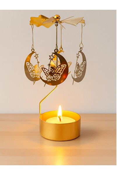 HEDİYE FİKRİ Altın Renkli Dönen Metal Mumluk – Peri Kızı Elsa Tasarımlı Dilek Çanı