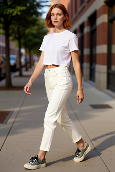 PayBuy Γυναικεία μόδα Ψηλόμεση ίσια τζιν μακρύ τζιν σε καθημερινό στυλ Σαββατ...