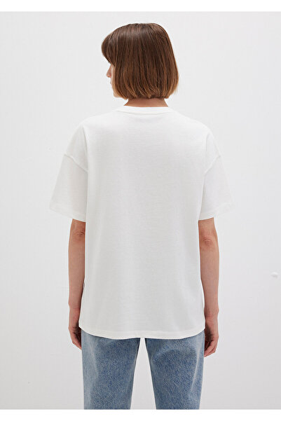 Mavi Logo Printed White T-Shirt Loose Fit / Loose Relaxed Fit 1612518 -70057