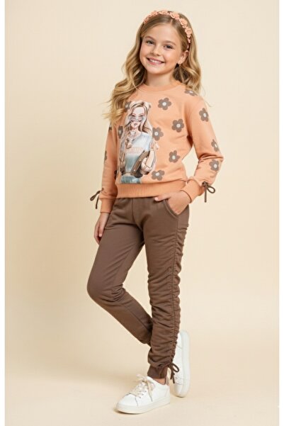 Moonstar Girl's Digital Print Side Drawstring Tracksuit Set