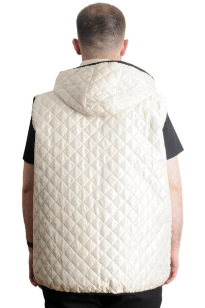 ModeXL Mode XL Large Size Men's Quilted Vest Hooded 23712 Beige