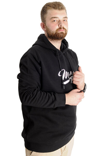 ModeXL Men's Plus Size Hooded Black Sweatshirt - 23540