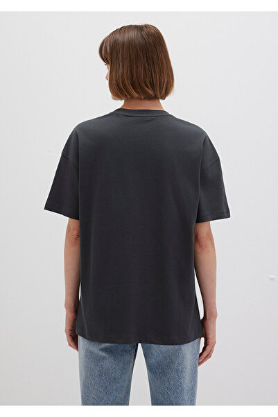 Mavi Logo Printed Anthracite T-Shirt Loose Fit / Loose Relaxed Fit 1612518 -70087