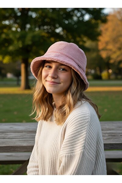 Kitti 9-15 Yaş Kız Çocuk Peluş Şapka - Pudra