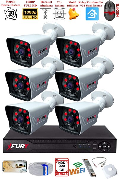 FURY 6 Kameralı 2MP Full HD Görüntü 6 Atom Led Gece Görüşlü Dış Mekan Güvenli...