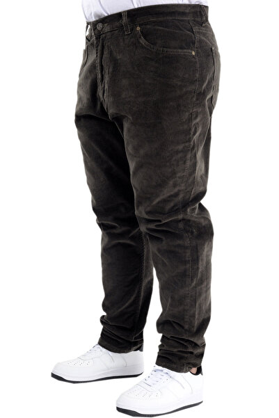 ModeXL Ανδρικό βελούδινο παντελόνι Mode XL Plus Size 23920 Χακί