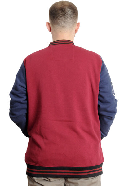 ModeXL Men's Plus Size College Coats Zipper Jacket Reputation 23634 Burgundy