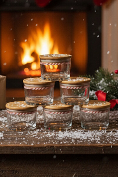 Fhilli Vetro - Set of 6 Glass Breakfast Bowls with Bamboo Lids 220 Cc