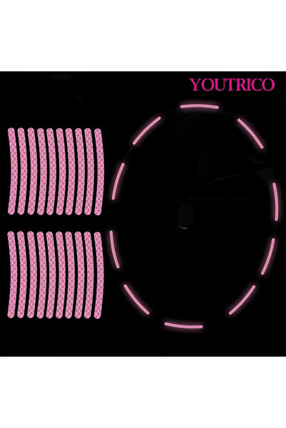 Youtrico 20 قطعة من زينة محور عجلة السيارة، عاكس ليلي متوهج - ملصق أمان للسيا...