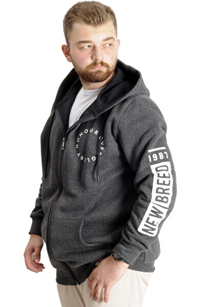 ModeXL Men's Hooded Oversized Sweatshirt - New Breed 23544 Antramelange