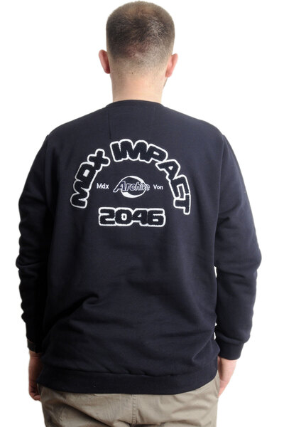 ModeXL Ανδρικό φούτερ - Κέντημα με λαιμόκοψη, Plus Size, Navy Blue 23525