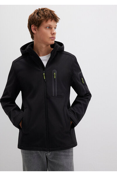 Mavi Water Repellent K Hooded Black Scuba Jacket S Slim Fit / Slim Fit 0110264-900