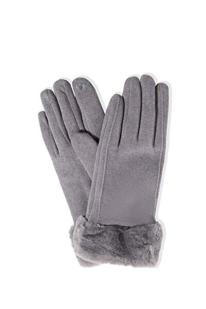Mavi Gray Gloves with Faux Fur Detail 1911768 -27063