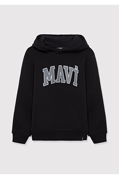 Mavi Černá mikina s kapucí s potiskem loga 6610110-900